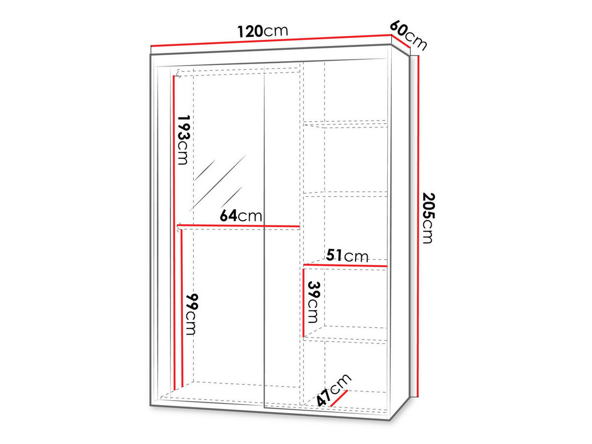 SCHWEBETÜRENSCHRANK Rejat 120 - Silberfarben/Weiß, Holzwerkstoff/Kunststoff (120/205/60cm) - MIRJAN24