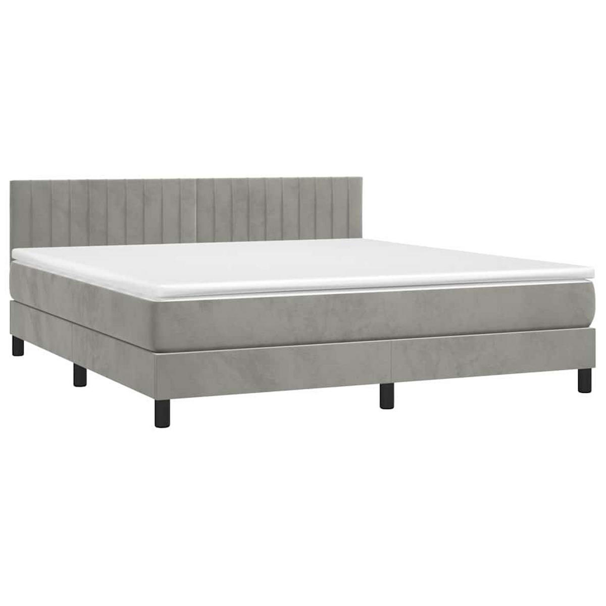 BOXSPRINGBETT 180/200 Cm Grau Samt - Grau, Textil (180/203cm) - vidaXL