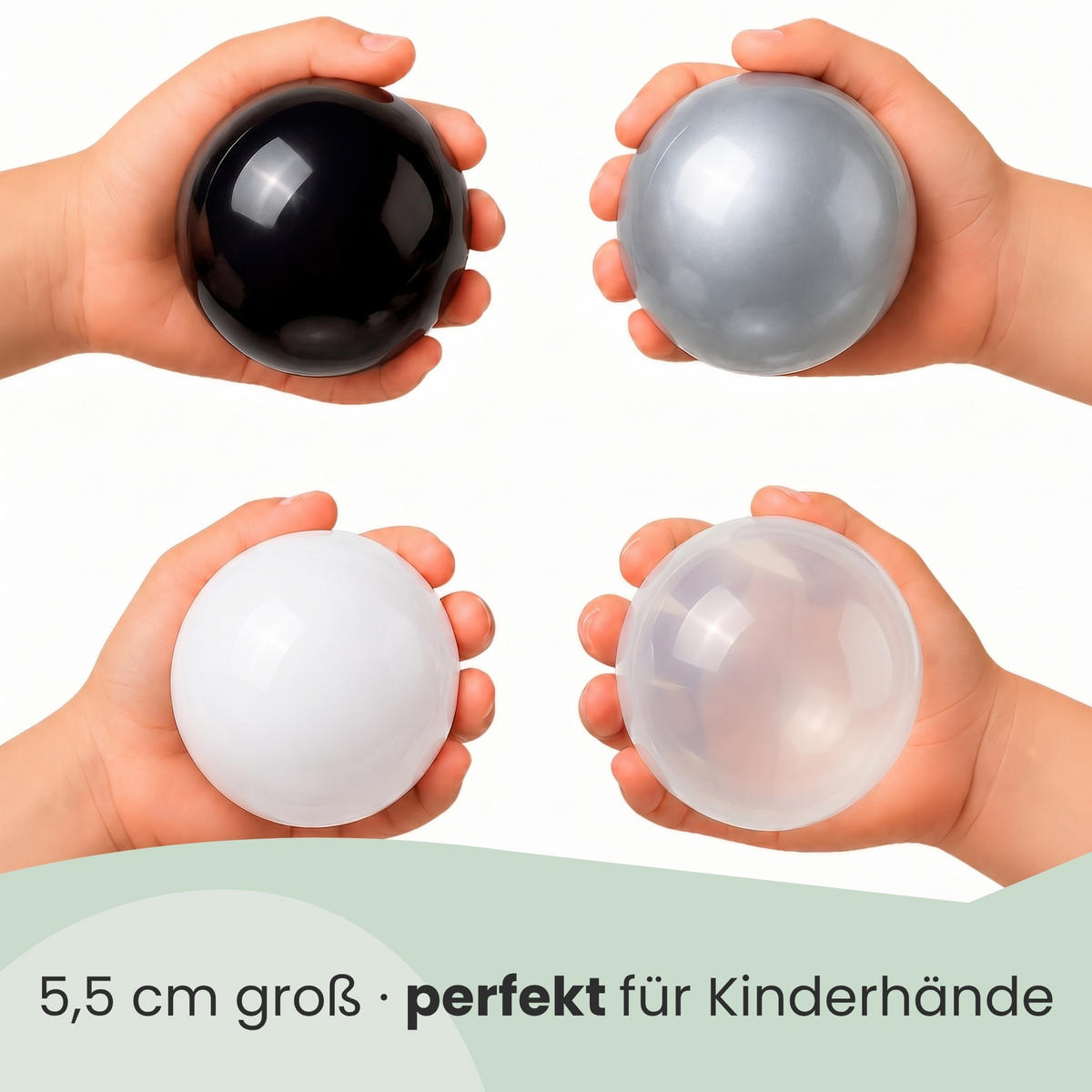 BÄLLEBAD-BÄLLE 200 Stück, Schwarz/Grau/Weiß/Transparent, 5.5 cm - Schwarz, Kunststoff (5.5/5.5/1cm) - Littletom