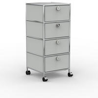 BÜRO-ROLLCONTAINER, Metall, 40 cm, 4 Schubladen, Lichtgrau - Chromfarben/Silberfarben, Metall (40/89.8/39.7cm) - Versee