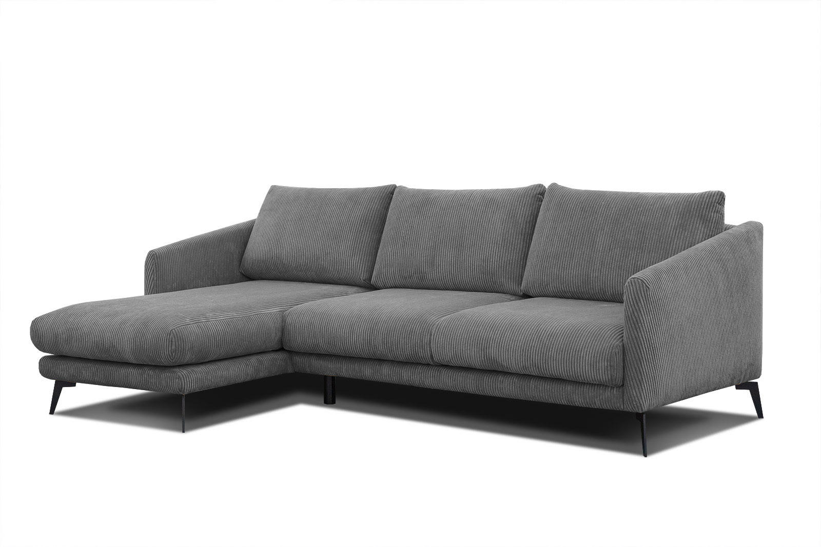ECKSOFA VILT 4-Sitzer, dunkelgrau - Dunkelgrau/Schwarz, Holzwerkstoff/Textil (156/255cm) - Courtois Laville