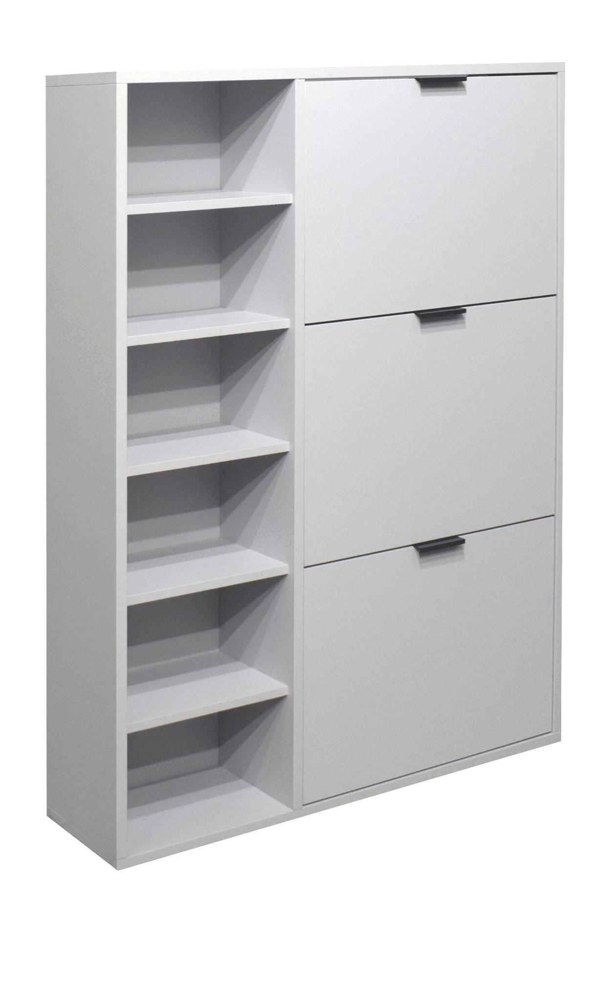 SCHUHSCHRANK Erna 95x25x126 Kreidegrau matt Lack - Hellgrau, Holzwerkstoff (95/126/25cm) - 58aufmkessel