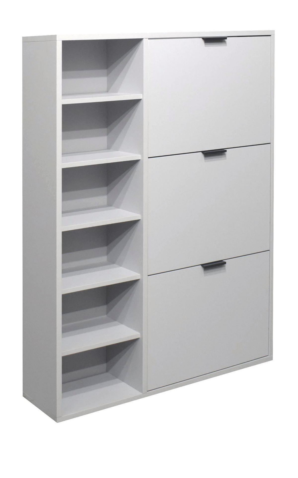 SCHUHSCHRANK Erna 95x25x126 Kreidegrau matt Lack - Hellgrau, Holzwerkstoff (95/126/25cm) - 58aufmkessel