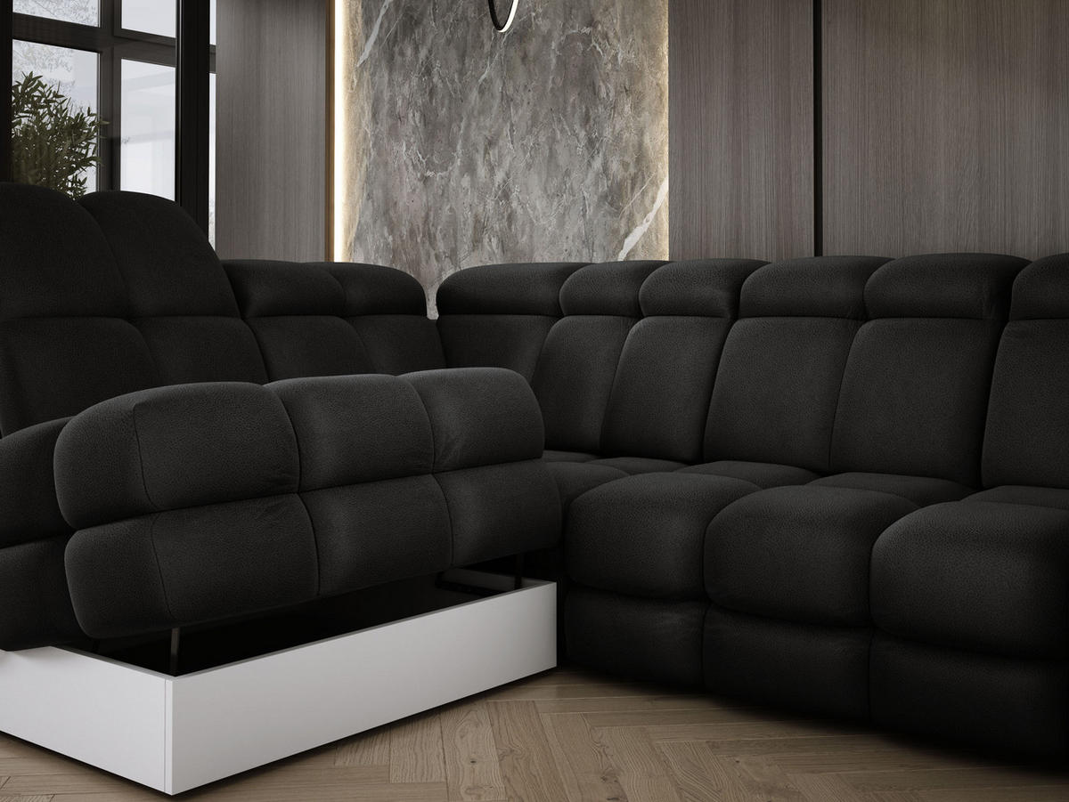 ECKSOFA TOLLO Solar-stoff L-form 302x217x105 cm anthrazit - Schwarz, Holz/Textil (302/217cm) - DomoHome