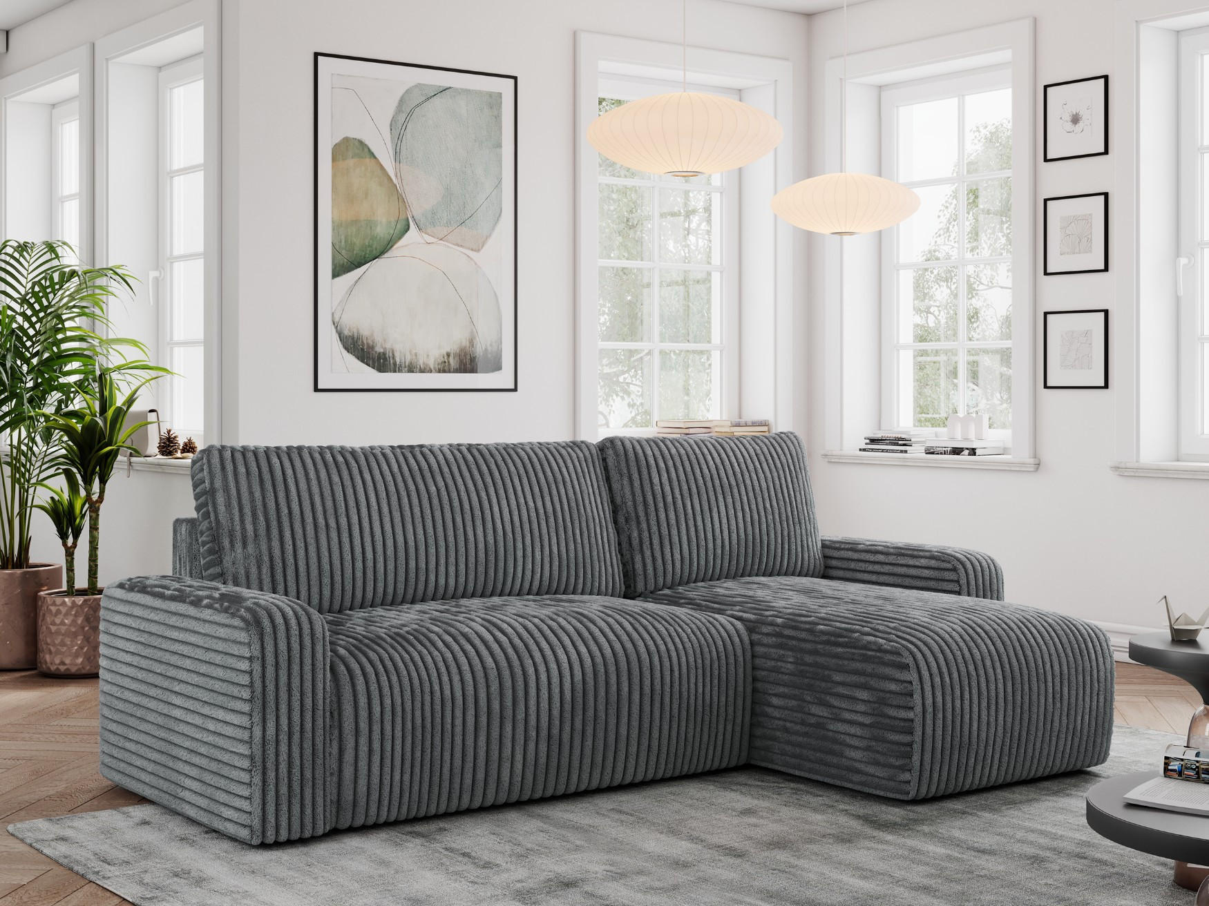 Thumbnail - MKS Ecksofa, Dunkelgrau, Textil, 3-Sitzer, L-Form,L-Form, 245x150 cm, Oeko-Tex®, Wohnzimmer, Sofas & Couches, Wohnlandsc...