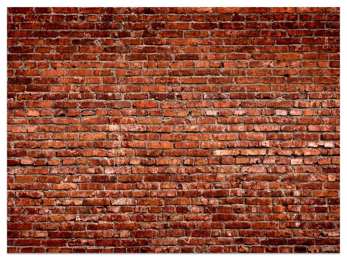 FOTOTAPETE für Wohnzimmer Alte Rote Ziegelwand Rustikal 300x210 - Rot/Orange, Papier (300/210cm) - Muralo