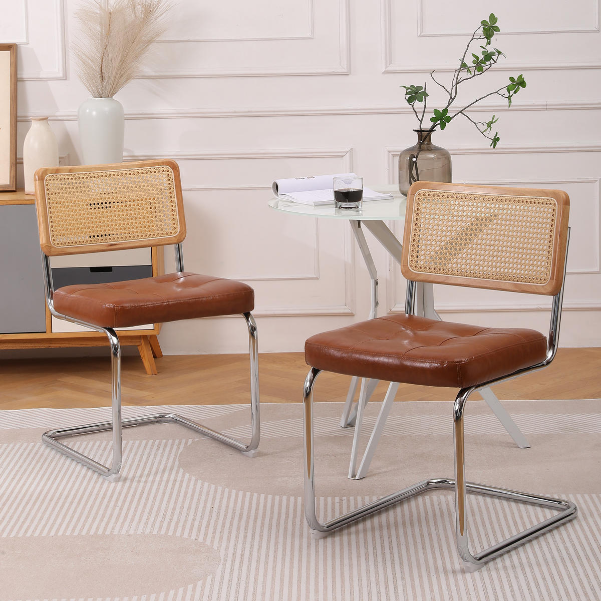 ESSZIMMERSTUHL 2er-Set mit Rattanlehne, Braun - Braun, Kunststoff (50/85/61cm)