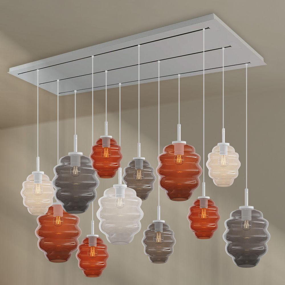 HÄNGELEUCHTE Echos 12-flammig Mehrfarbig Ø 18/25cm - Multicolor/Weiß, Glas (18/18/20cm) - s.luce