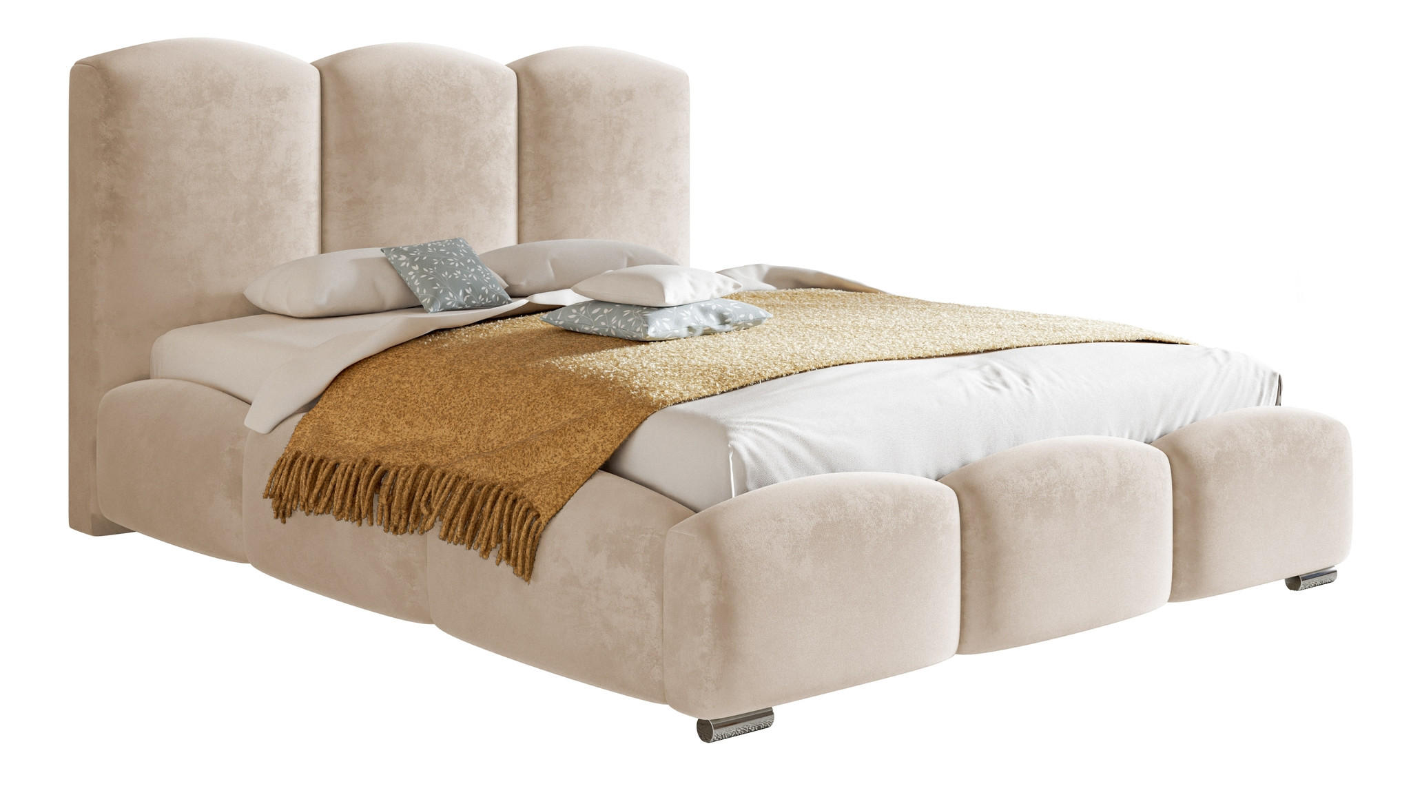 POLSTERBETT 140x200 cm Roma, Bettkasten, Lattenrost, Beige - Beige, Holz/Textil (140/200cm) - Emporius