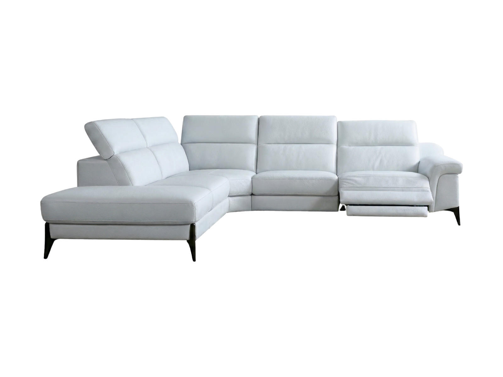 ECKSOFA Texas Echtleder mit 1 x Relaxfunktion Weiß - Weiß, Leder/Metall (274/238cm)