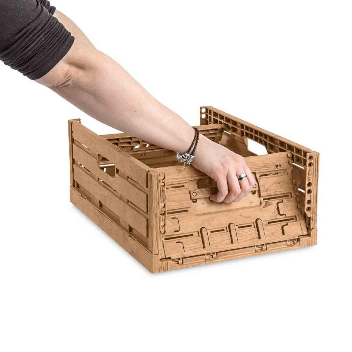 KLAPPBOX Active Lock Holzdekor, HxBxT 21,8x40x60cm,Braun, 44,8 Liter - Braun, Kunststoff (40/21.8/60cm) - PROREGAL