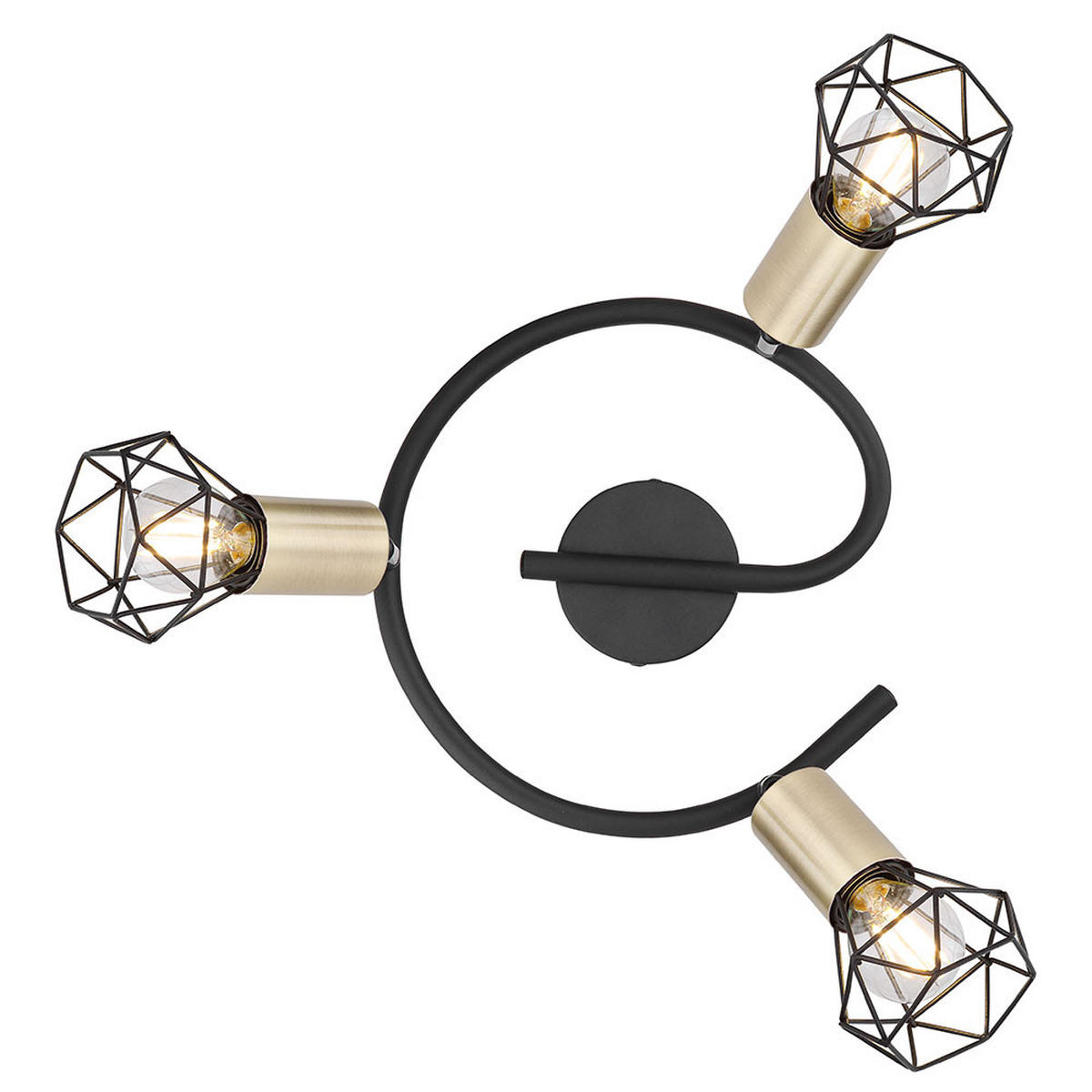 LED DECKENLEUCHTE Metall schwarz messing - Schwarz, Metall (23/23/18cm) - Globo Lighting