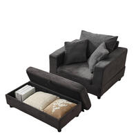 XXL-SESSEL mit Fußablage und 3 Kissen, DE-42356, Grau - Grau, Metall (74/57/107cm) - ComfortXL