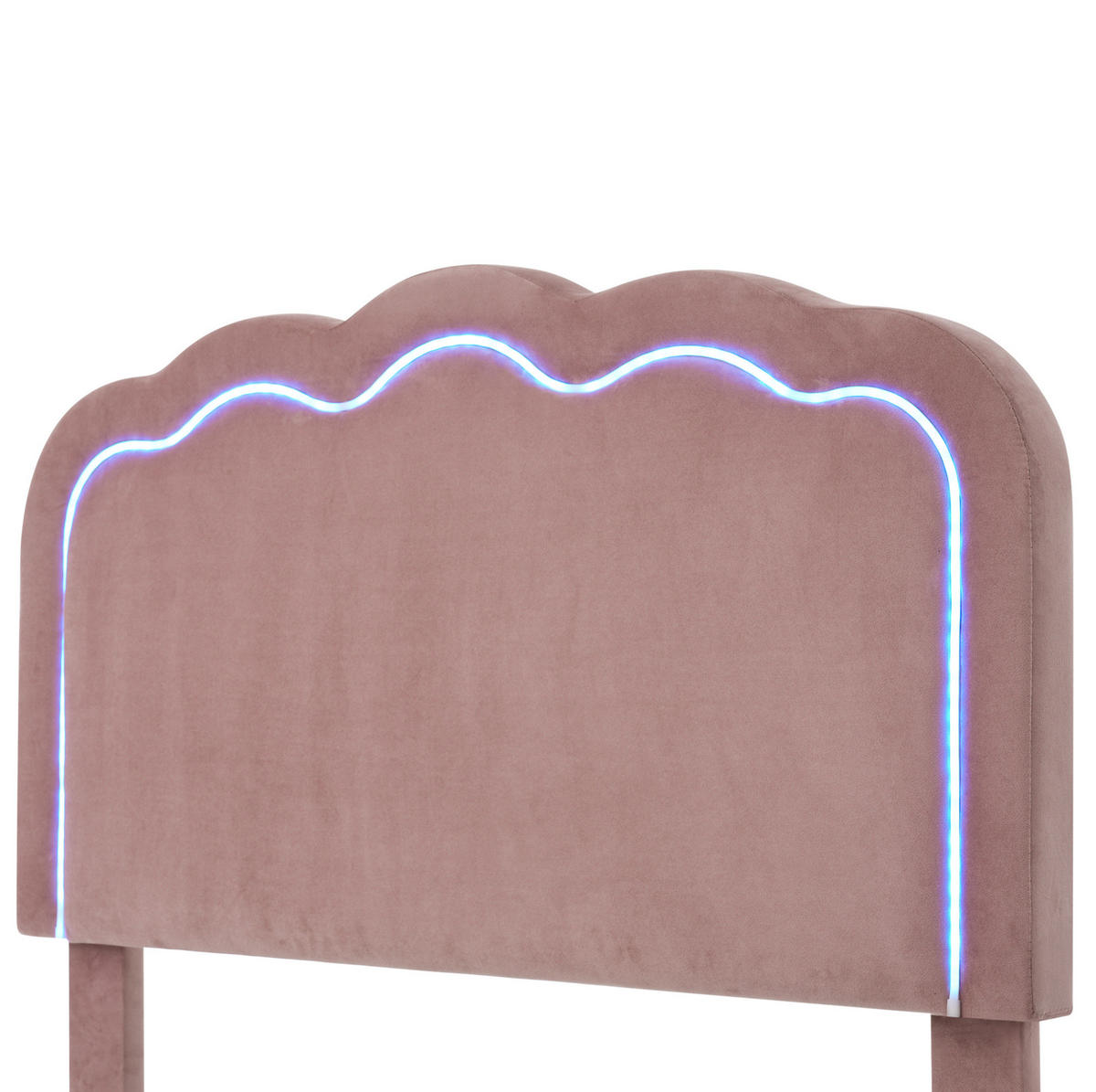POLSTERBETT 90/190 cm Rosa aus Samt mit LED-Kopfteil - Pink, Textil (90/200cm) - OKMYHOME