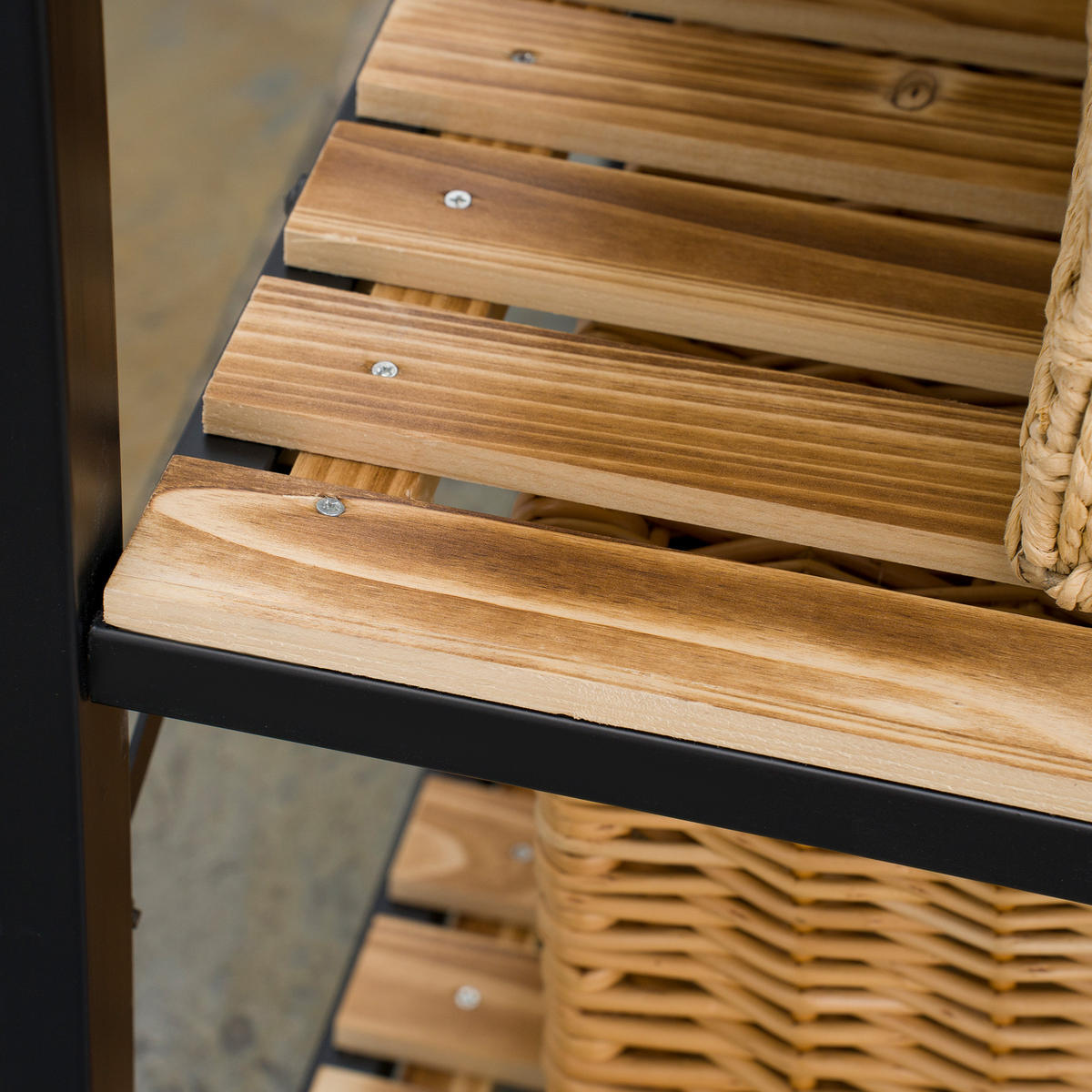 SERVIERWAGEN, Faltbares Gartenrollwagen, mit 3 Regalenmit, Griff, Tanne+Metall, Natur - Fichtefarben, Holz/Metall (50/90/79cm) - Outsunny