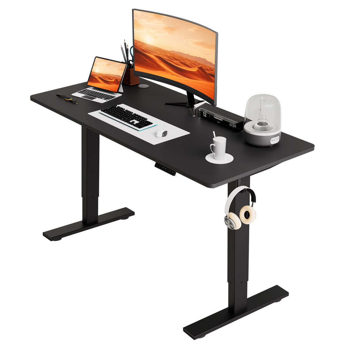 SCHREIBTISCH elektrisch höhenverstellbar 60 x 110 cm, mit Memory- und Kollisionsschutzfunktion - Schwarz, Metall (110/60/117cm) - HOMAVO