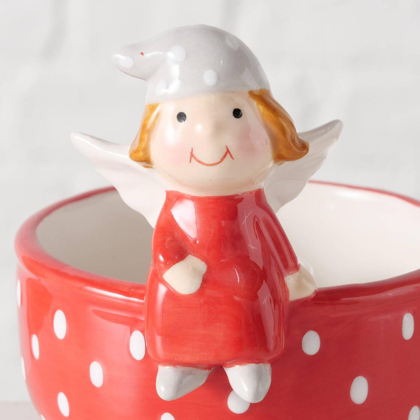 KERZENHALTER Engel Malena - Rot, Stein (9/10/10cm) - Boltze Home
