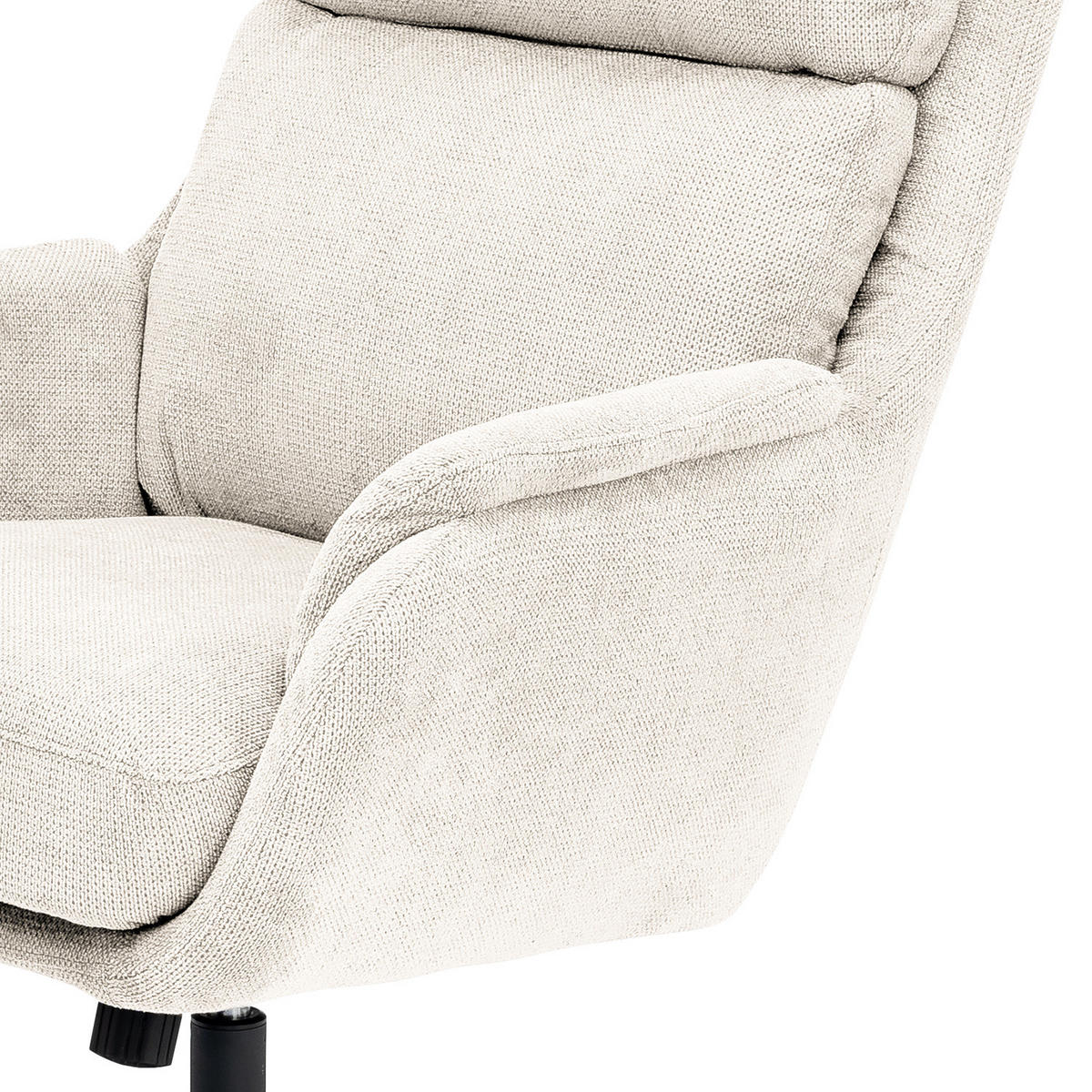 RELAXSESSEL mit Hocker - Creme/Schwarz, Textil/Metall (74/102/89cm) - home24