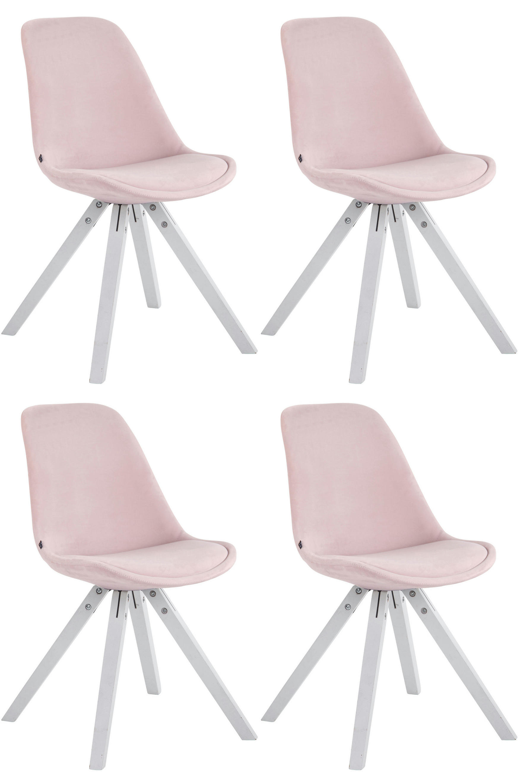 STUHL 4er Set Samt pink - Pink, Textil (48/84/56cm) - CLP
