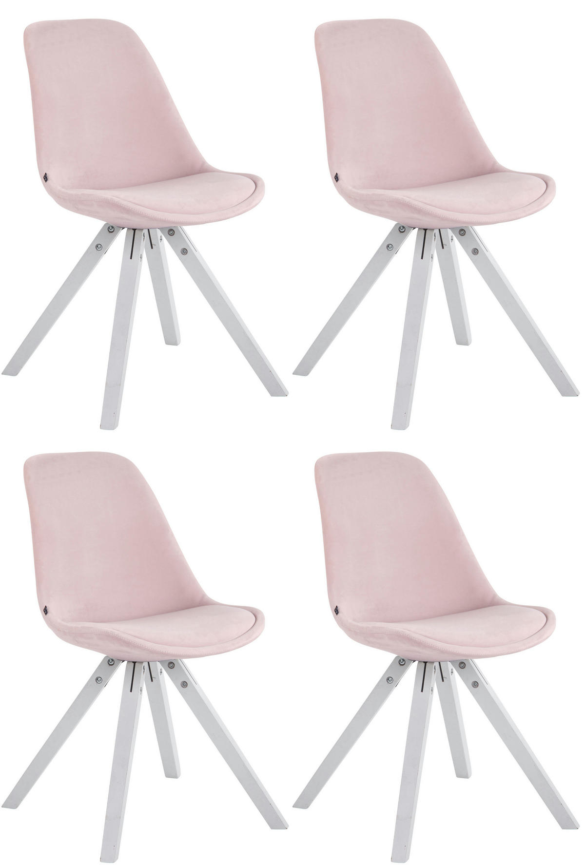 STUHL 4er Set Samt pink - Pink, Textil (48/84/56cm) - CLP