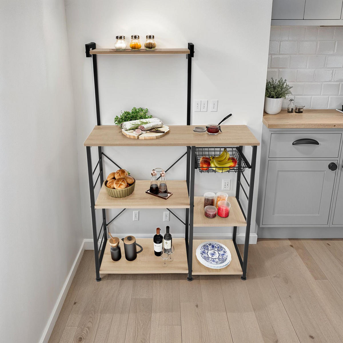 KÜCHENREGAL Crawley, 90 x 40 x 131, 5 cm, Industrial Holz hell, Eiche Sonoma - Naturfarben, Holzwerkstoff (40/131.5/90cm) - tectake