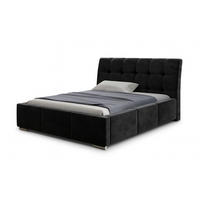 POLSTERBETT BARI mit Kopfteil, 140 x 200 cm, Doppelbett mit Bettkasten und Lattenrost aus Metall, Velourstoff, Frabe: Schwarz - Schwarz, Holz/Kunststoff (140/200cm) - Agmat-Furniture