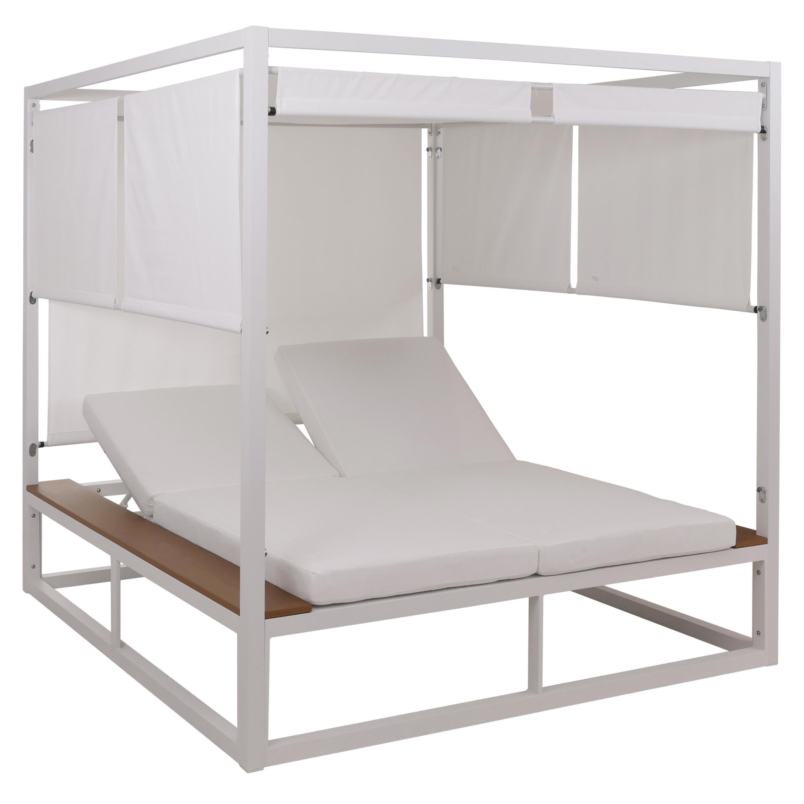 LOUNGE-GARTENLIEGE M63B Weiß, Cremeweiß - Weiß, Metall (200/200/200cm) - MCW
