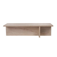 COUCHTISCH mit rechteckiger Platte und asymmetrischem Fuß L120 cm - HARBOR - Beige, Holzwerkstoff (120/45/30cm) - Calicosy