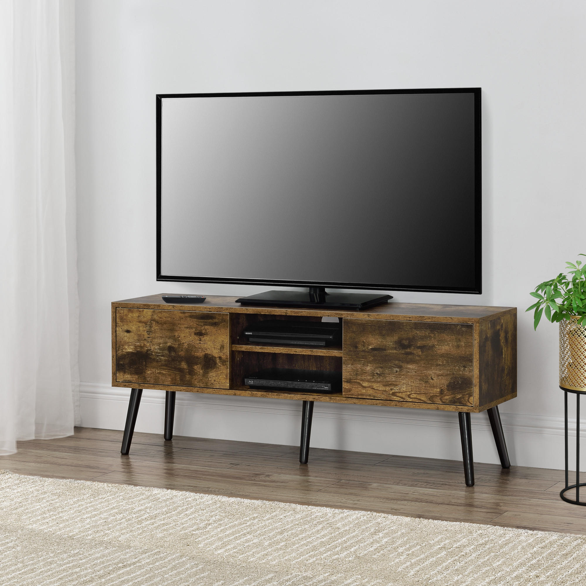 LOWBOARD Eskilstuna - Dunkelbraun, Holz/Holzwerkstoff (120/46.5/29.5cm) - [en.casa]
