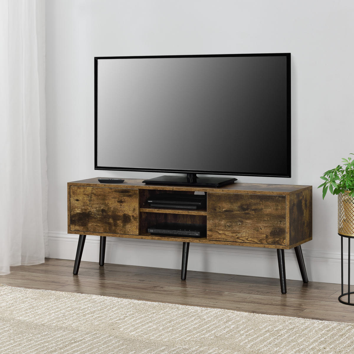 LOWBOARD Eskilstuna - Dunkelbraun, Holz/Holzwerkstoff (120/46.5/29.5cm) - [en.casa]