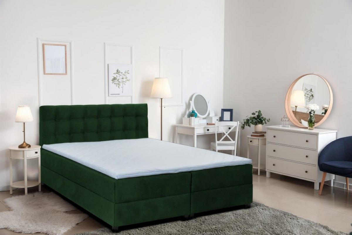 BOXBETT Malmo 200x200 cm mit Topper, zwei Bettkästen und Matratze, grün - Grün, Kunststoff (200/200cm) - Margaret Hadas24