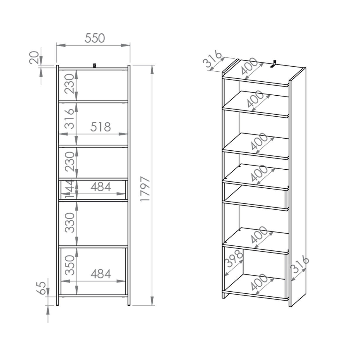 KNJIŽNI REGAL Tara Les - rjava, leseni material (55/180/40cm) - Petits-meubles