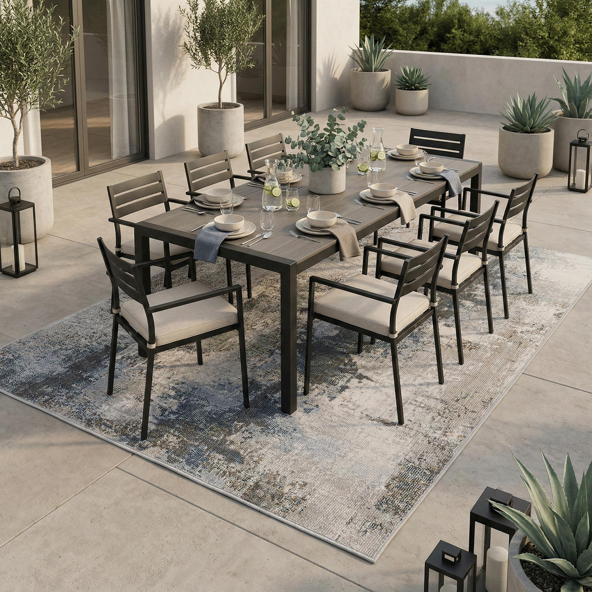 INDOOR OUTDOOR TEPPICH LAGOS VINTAGE - Blau, Textil (160/230cm) - Pergamon