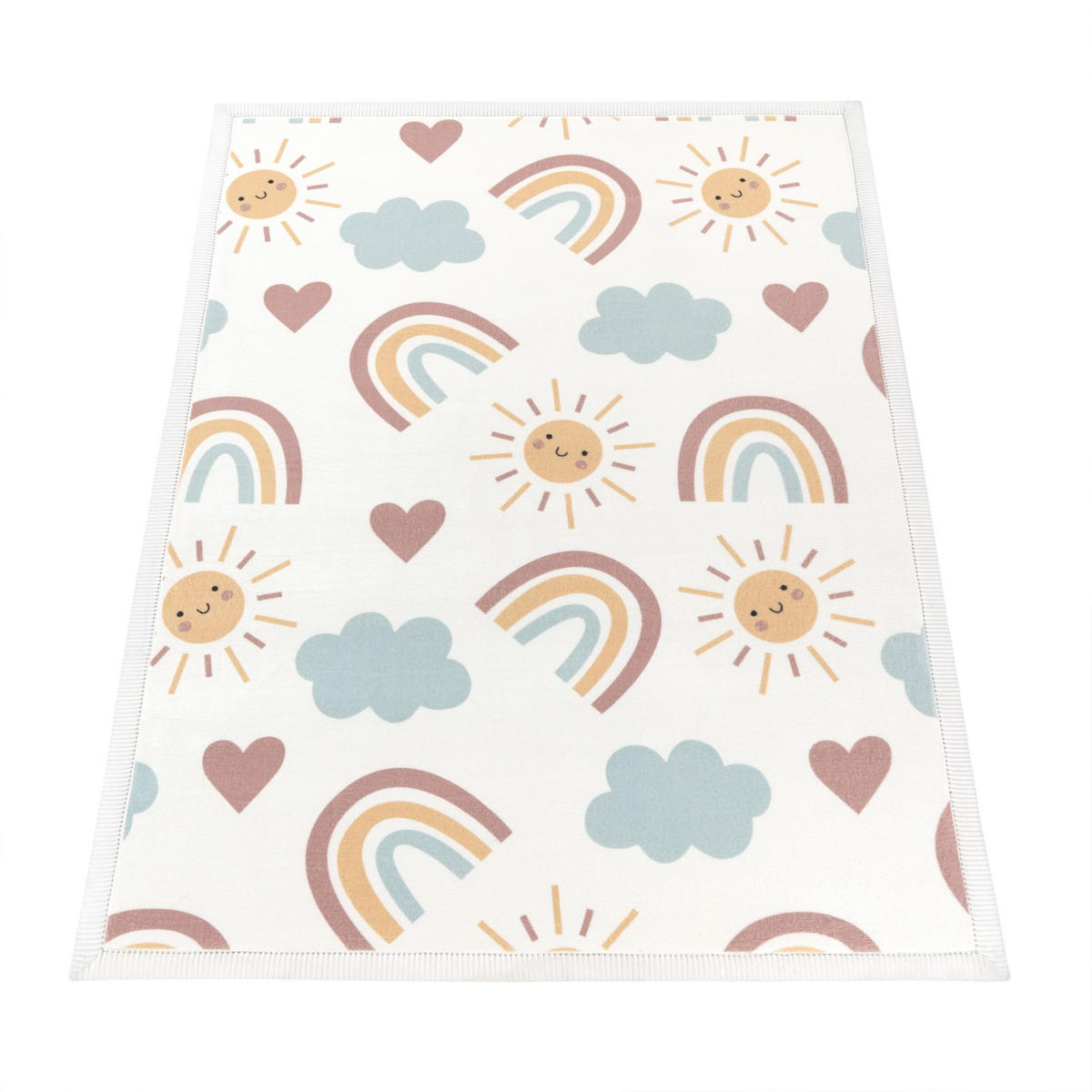 KINDERTEPPICH waschmaschinenwaschbar Regenbogen Sonne Wolken Kinderzimmer schmutzabweisend Mehrfarbig Rechteckig 160x220 - Multicolor, Textil (160/220cm) - KADIMA DESIGN