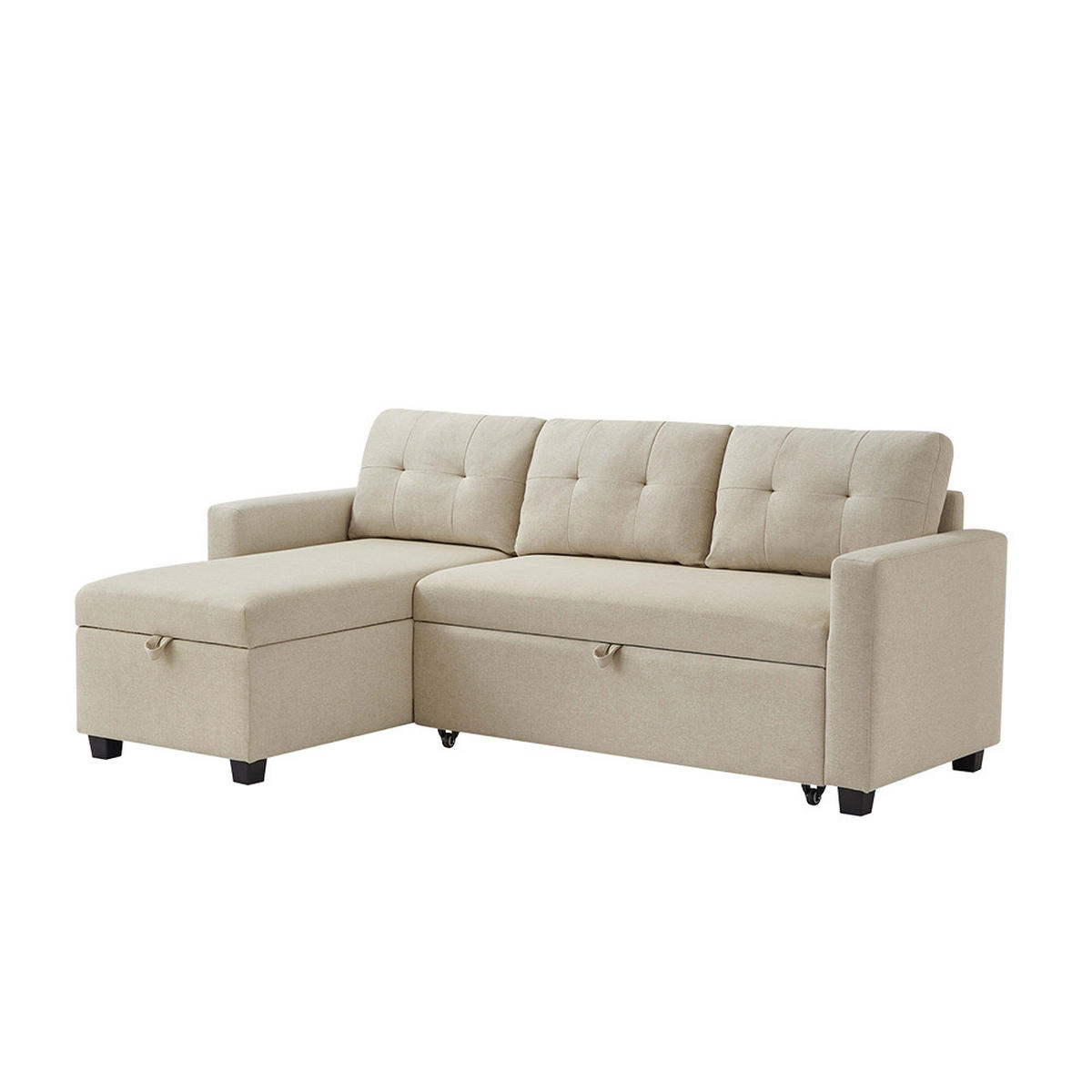 SOFA L-FORM Campina Beige 226 x 163 cm mit Schlaffunktion - Beige, Holz (226/163cm) - VitaliSpa