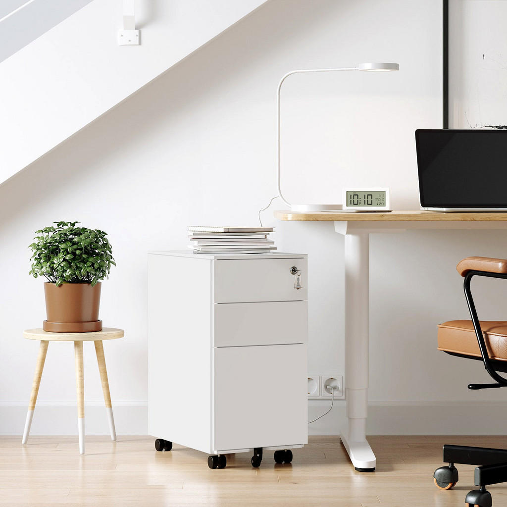 Thumbnail - Hansiro Rollcontainer, Weiß, Metall, 45x60x30 cm, Arbeitszimmer, Container