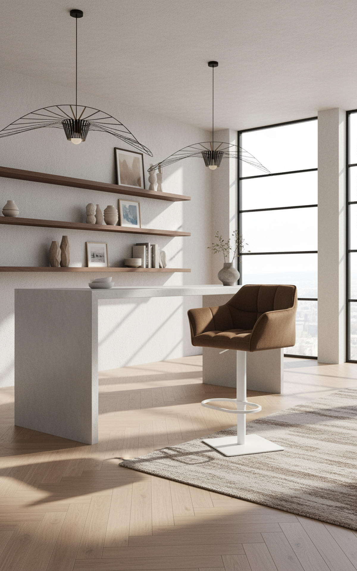 BARHOCKER Damaskus W Samt braun - Braun/Weiß, Textil/Metall (64/110/48cm) - TPFLiving
