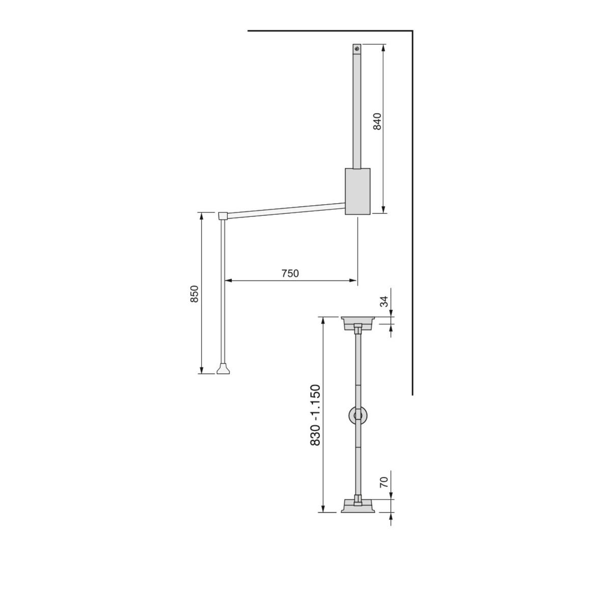 KLEIDERLIFT für Garderoben Hang, 830 - 1150, Mokka, Stahl und Kunststoff 10er-set - Mokka, Metall (16/9/86.5cm) - EMUCA