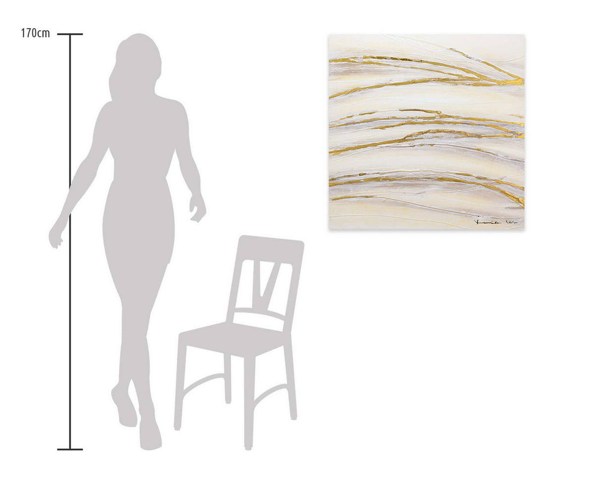 ACRYLBILD HANDGEMALT 80/80 cm - Goldfarben, Holz/Textil (1.48/80cm) - KUNSTLOFT