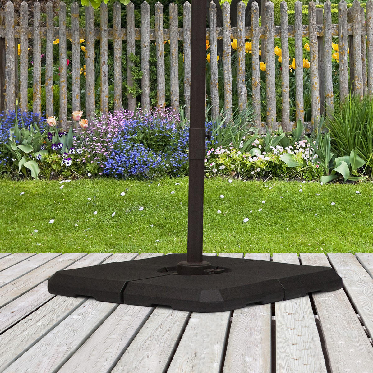 SCHIRMGEWICHT, mit 80 kg Wasser oder 120 kg Sand befüllbar, HDPE, Schwarz, 100 x 100 x 9,5 cm - Schwarz, Kunststoff (100/100cm) - Outsunny