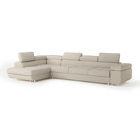 ECKSOFA VICENTE Beige Boucle-Stoff mit Schlaffunktion - Beige, Holz (346/202cm) - MASSENO