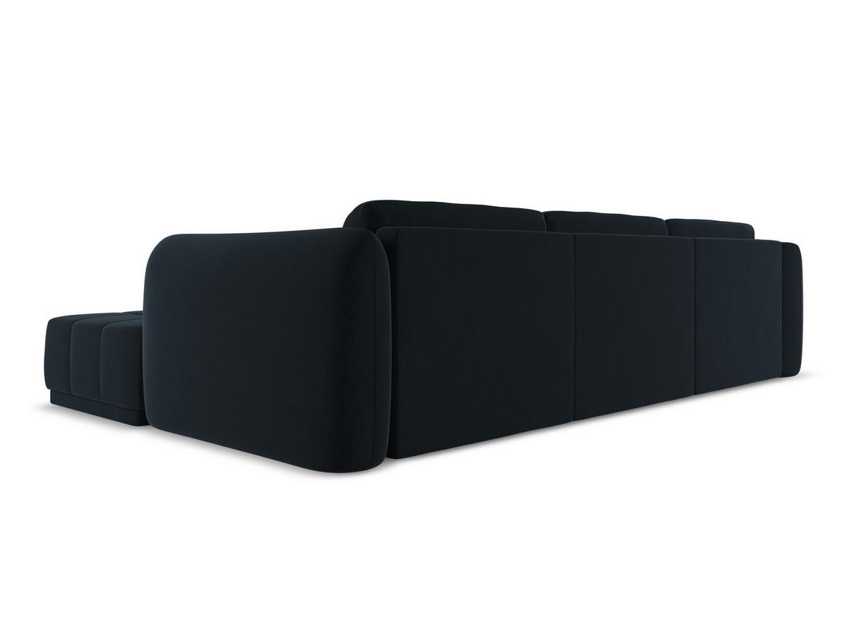 ECKSOFA Rechts Samt Stoff Blau - Blau/Schwarz, Kunststoff/Textil (290/170cm) - Makamii