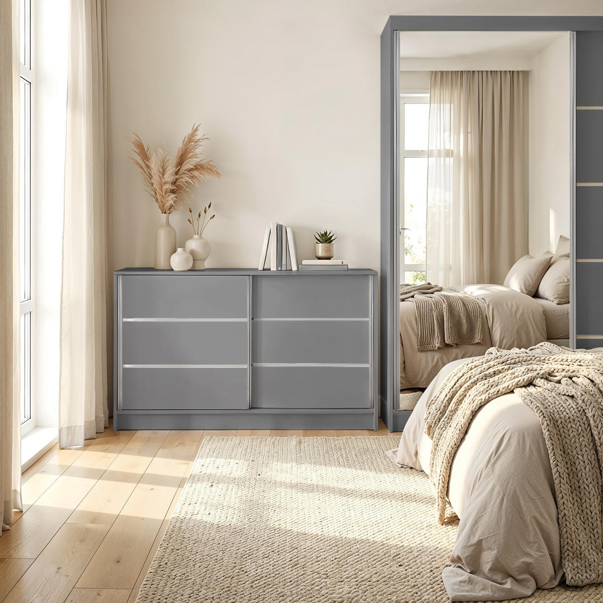 KOMMODE Samantha 160 cm, mit Sprossen, grau - Grau, Kunststoff (161/85/44cm) - Margaret Hadas24