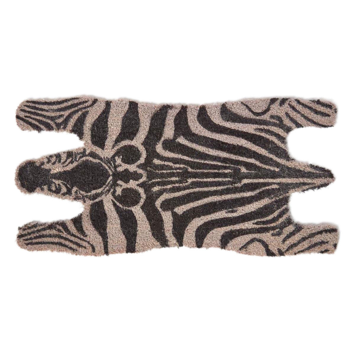 FUSSMATTE Zebra, Kokos 38/75 cm - Schwarz, Naturmaterialien (38/75cm) - Homescapes