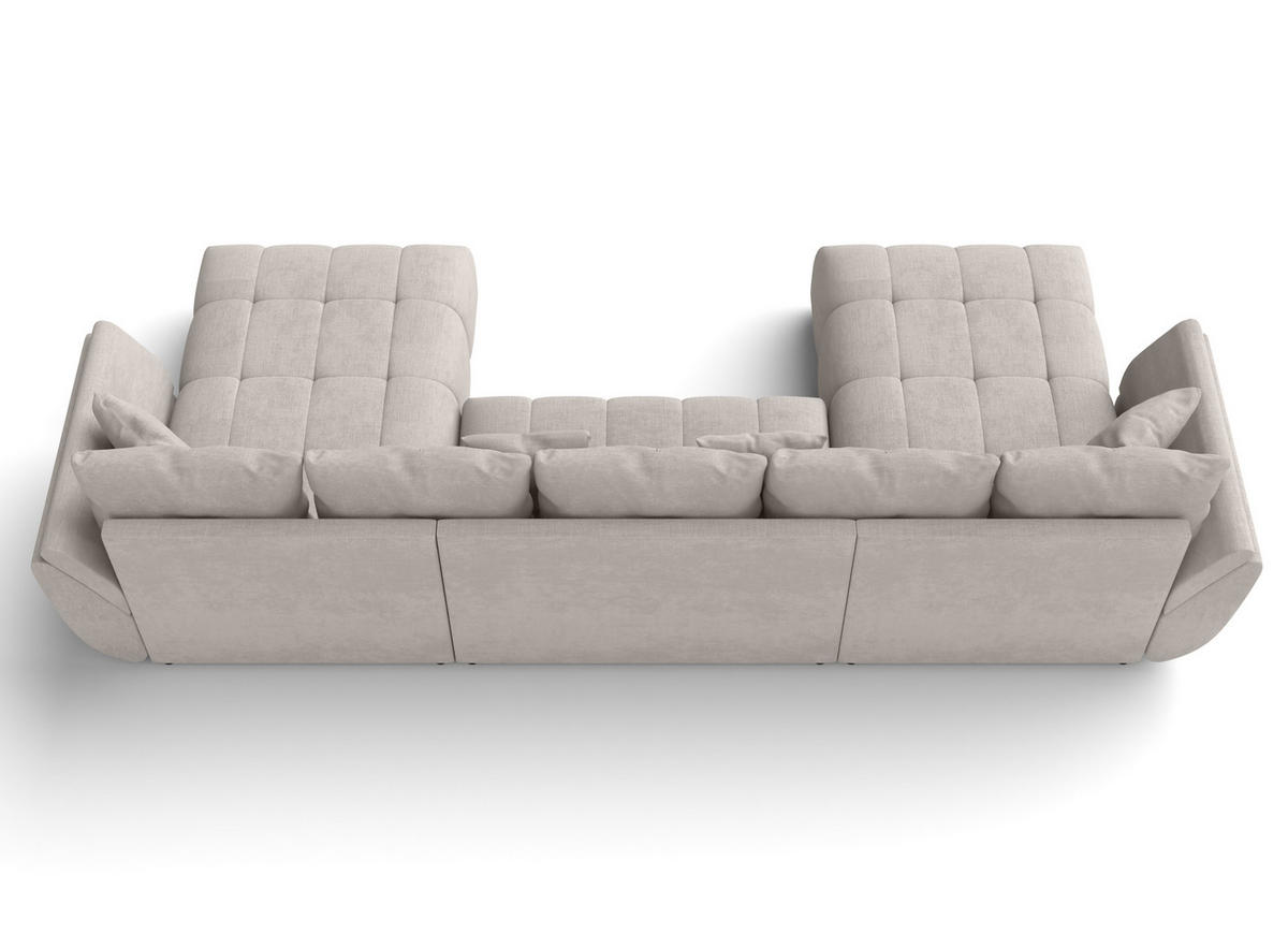 WOHNLANDSCHAFT Antalya Beige 382/190/91 cm – Sofa mit Bettfunktion - Beige/Schwarz, Kunststoff/Textil (382/91/190cm) - AX Living