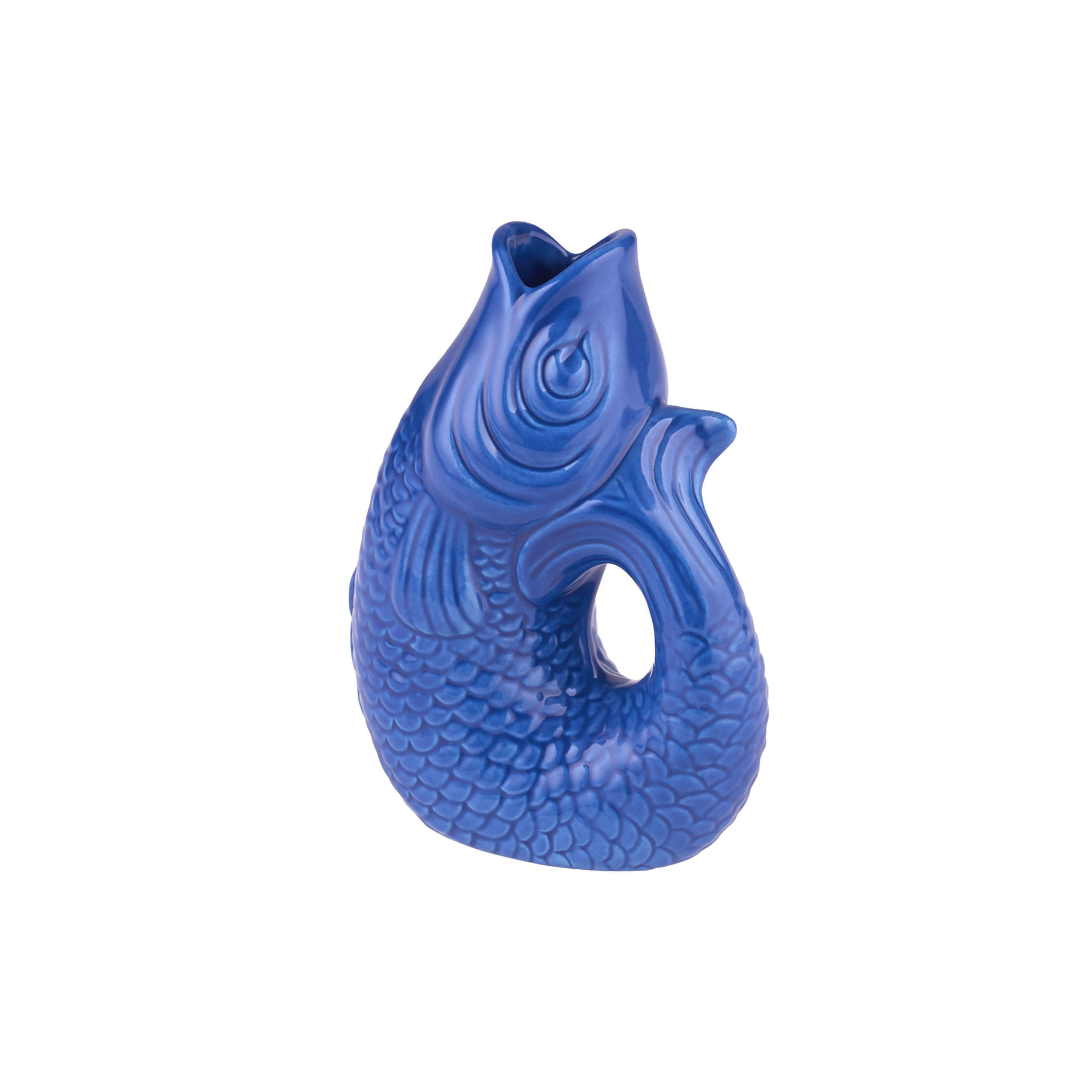 VASE Monsieur Carafon XS, Fisch-Form, Steingut, Azure, 12.5 cm - Blau, Keramik (12.5cm) - Gift Company