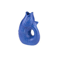VASE Monsieur Carafon XS, Fisch-Form, Steingut, Azure, 12.5 cm - Blau, Keramik (12.5cm) - Gift Company