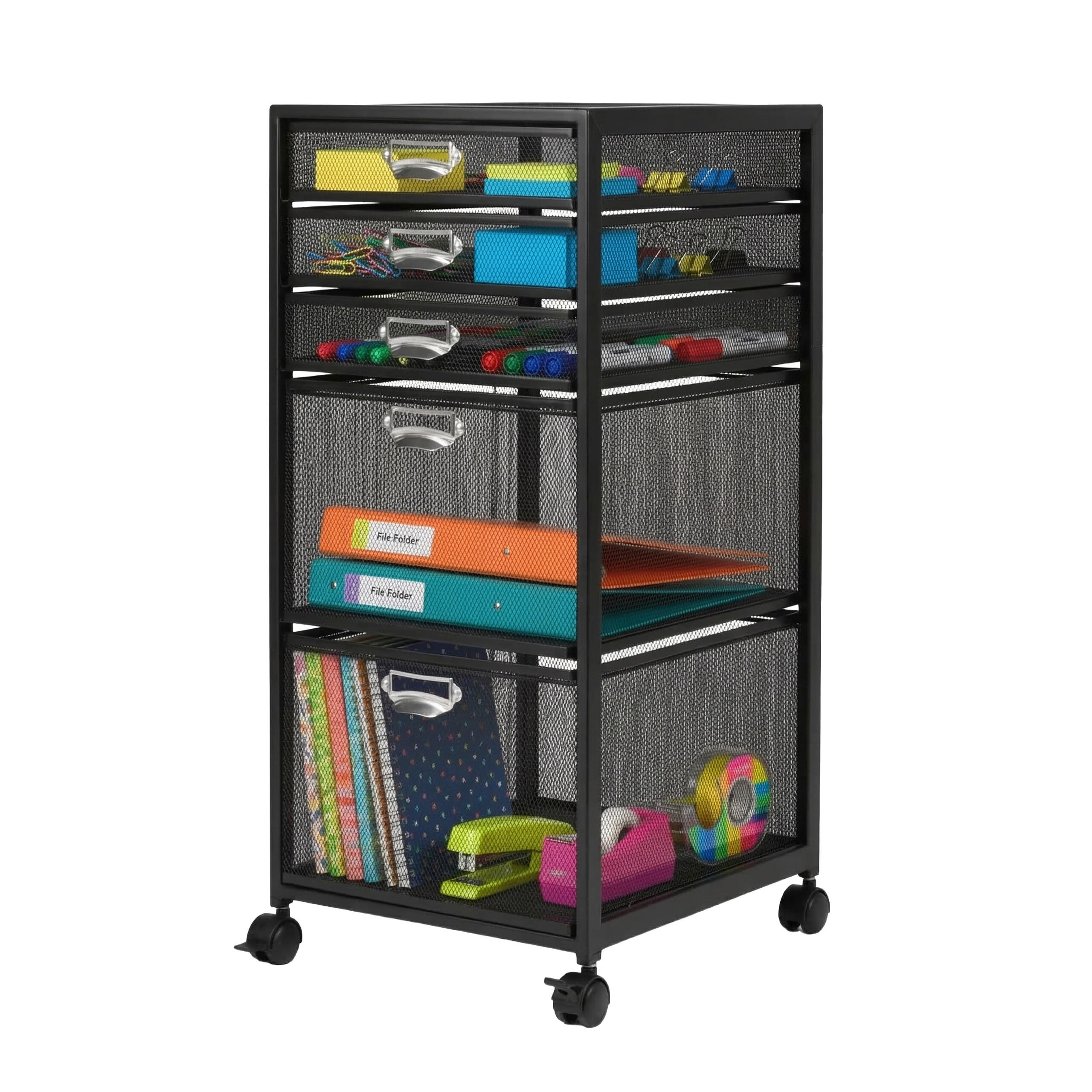 RULLHURTS Svart Silver 5 lådor med hjul - Svart, Metall/Plast (27.5/59/35cm) - Relaxdays