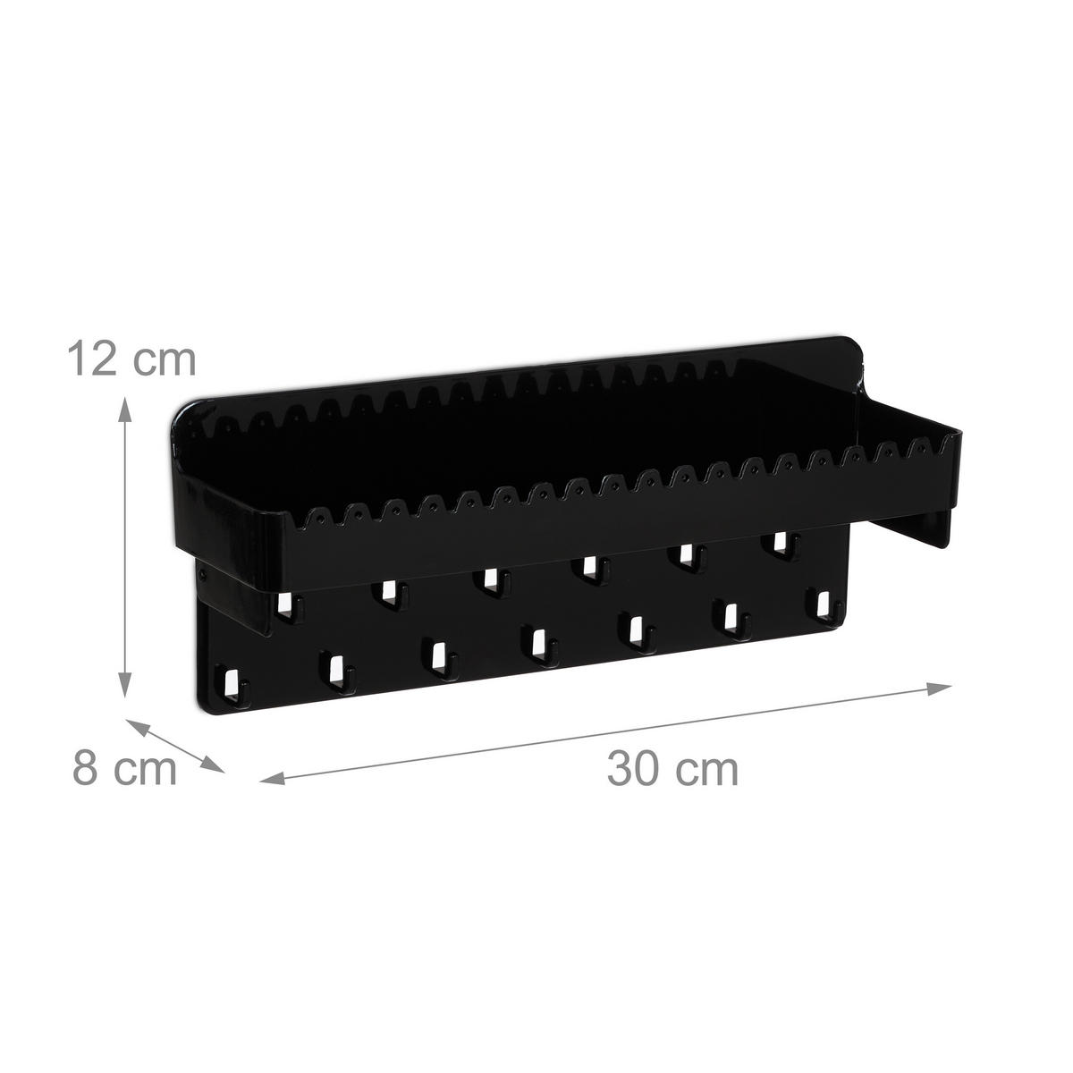 SCHMUCKHALTER Schwarz Wand Kunststoff - Schwarz, Kunststoff (30/12/8cm) - Relaxdays