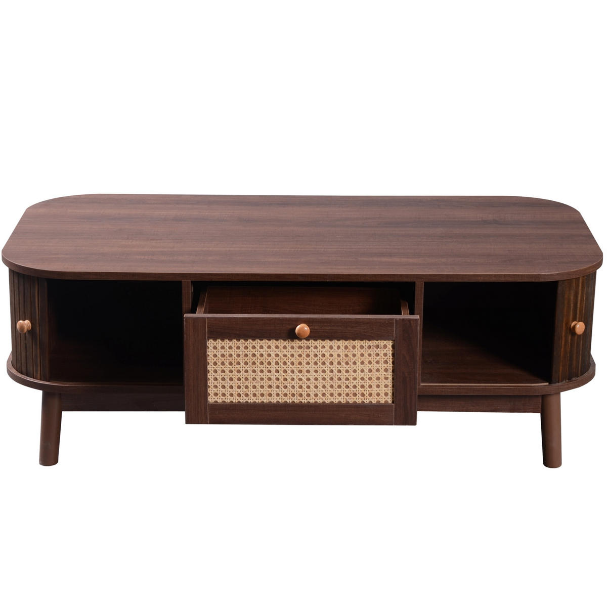 KONFERENČNÍ stolek, 110/55/38,5 cm MDF přírodní, s úložným prostorem - přírodní, kompozitní dřevo (110/55/38.5cm) - BEAOK